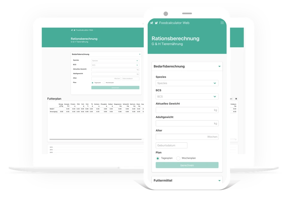 Foodcalculator Web auf Laptop und Smartphone
